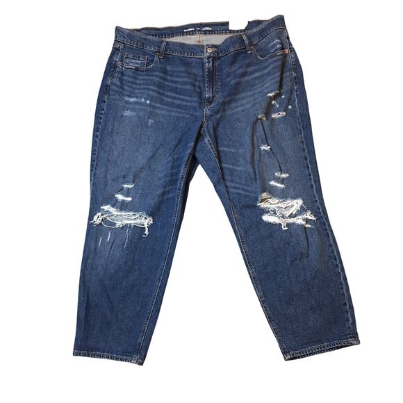 NWT Old Navy Mid-rise Boyfriend Blue Distress Size 20 - Picture 1 of 8